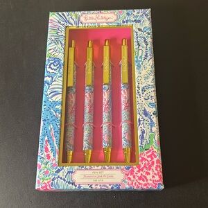 Lilly Pulitzer ~ New Set of 4 Black Ink Pens ~ Sink Or Swim ~